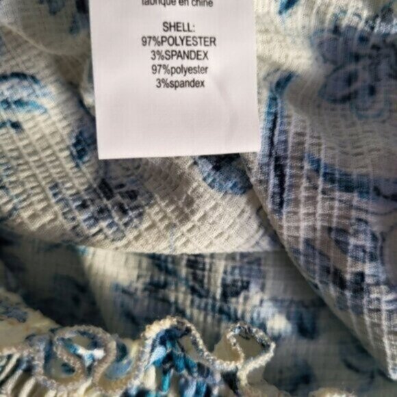 Blue Floral Ruffle Blouse MELLODAY Size 3X - Picture 3 of 11